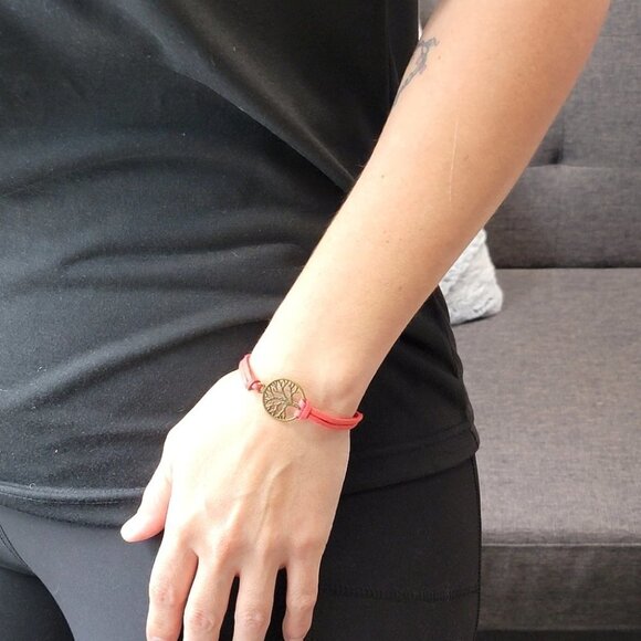 3/$20 Tree of Life Red Suede Fashion Bracelet Adjustable Soft Boho Retro Jewelry - Picture 8 of 10